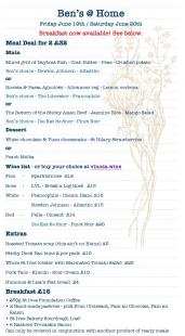 Friday June 19th / Saturday June 20th menu Order by email by 6pm Tuesday | Breakfast Now Available