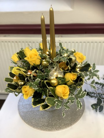 Flower arranging led by Lynne Christmas 2025 - demonstration 2